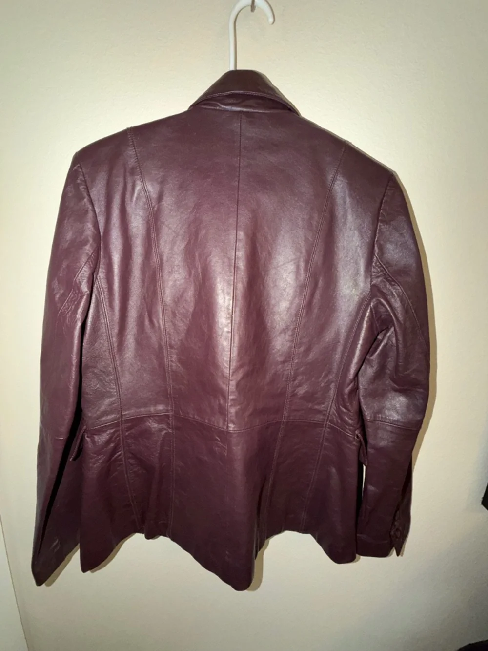 Vintage Women’s Burgundy Leather Blazer Jacket-Size M - Picture 6 of 6